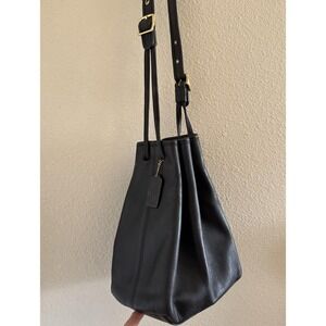 Vintage Coach 90s Legacy Black Leather Drawstring Bag Purse Bucket Handbag 9165